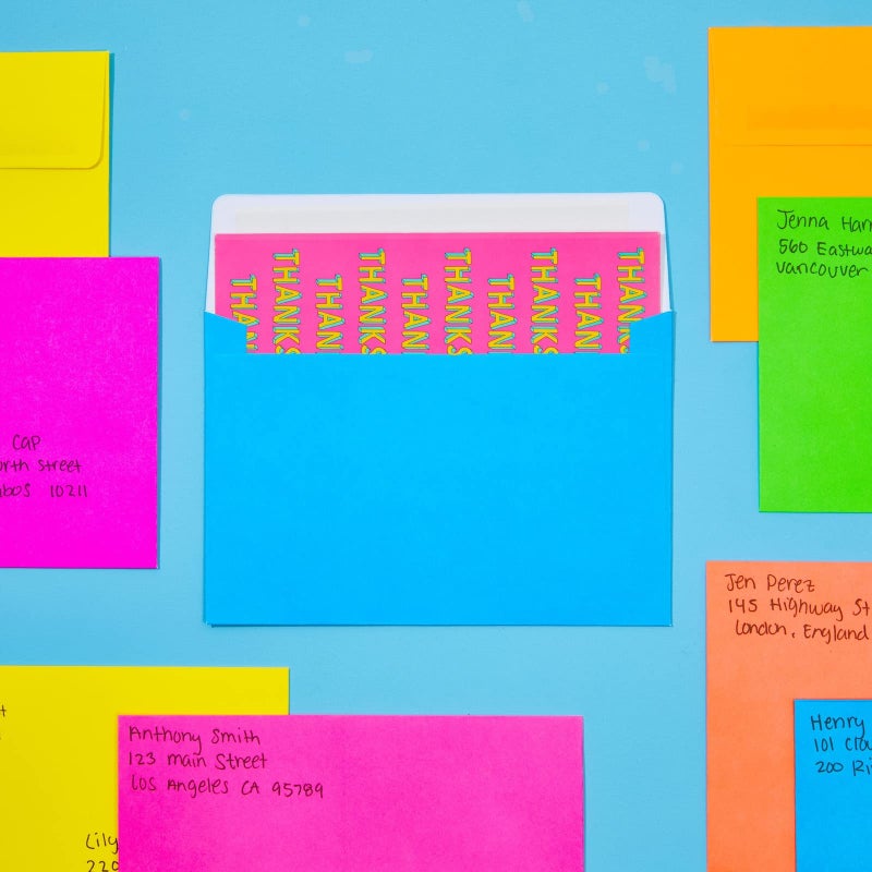 Paper Junkie باقة ورق جانكي 112 ظرف ملون نيون ساطع مع لاصق ذاتي، مجموعة كبيرة لدعوات 4x6، بطاقات تهنئة، عيد ميلاد، حفلة استقبال مولود (بطاقات وأظرف A6) - Image 2